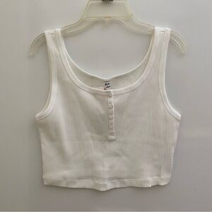 Uniqlo Ribbed Henley Cropped Tank